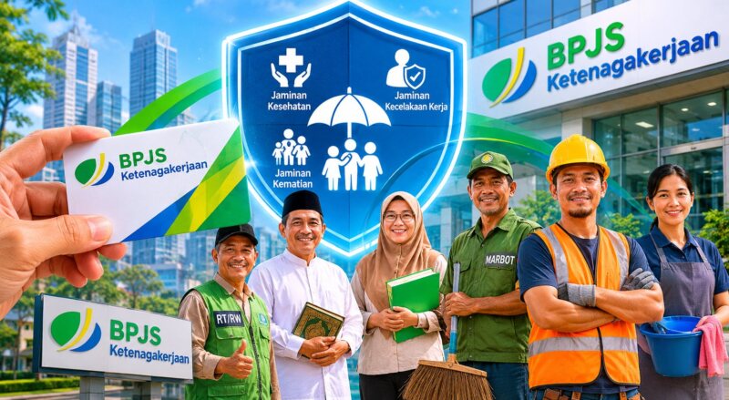 Pemkot Tangerang memperluas perlindungan Jamsostek bagi RT/RW, guru ngaji, marbot, hingga pekerja rentan lainnya. (Foto: Chatgpt/Aktual Tangerang/Ilustrasi)