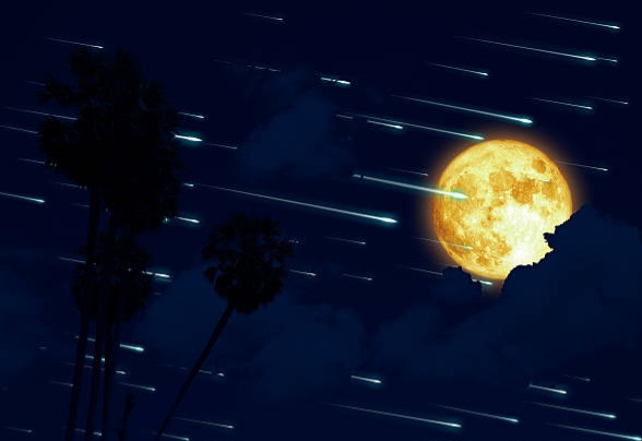 Hujan meteor Eta Aquarids dapat disaksikan di Indonesia dini hari 6 Mei 2026 dengan potensi hingga 30 meteor per jam. (Foto: Int/Ilustrasi)