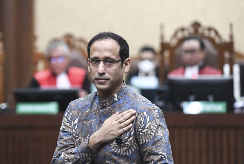 Nadiem Makarim divonis 10 tahun penjara dalam kasus korupsi Chromebook. Ia mengaku tak mampu membayar uang pengganti Rp809,5 miliar dan memastikan banding. (Foto: ANTARA)