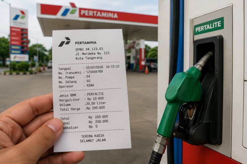 BPK menemukan 19 struk BBM perjalanan dinas Disdukcapil Kota Tangerang tidak sesuai data SPBU. Kelebihan pembayaran Rp7,9 juta dikembalikan ke kas daerah. (Foto: Chatgpt/Aktual Tangerang/Ilustrasi)