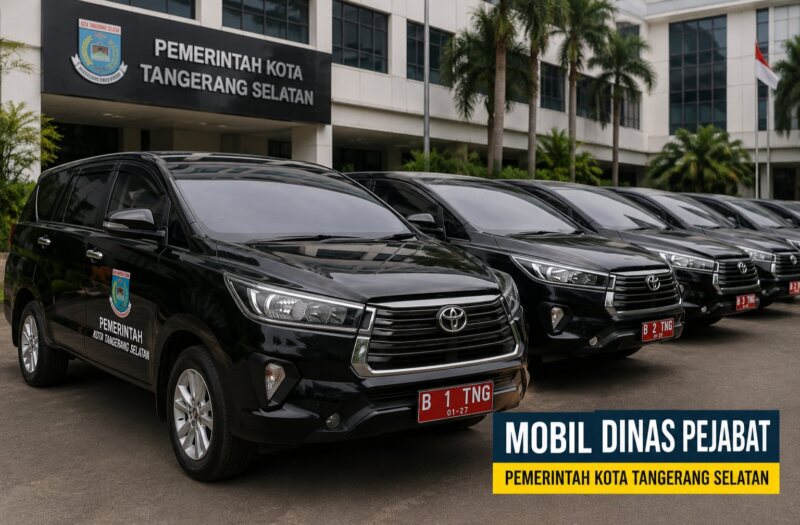 Pemerintah Kota Tangerang Selatan menganggarkan sewa kendaraan dinas Setda pada 2026 mencapai sekitar Rp19,95 miliar, meningkat dibandingkan tahun sebelumnya. (Foto: Chatgpt/Aktual Tangerang/Ilustrasi)
